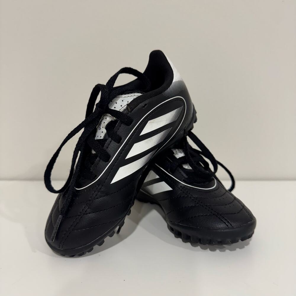 Adidas Goletto IX Turf Indoor Cleats Little Kids Size 11K Black White 3 Stripe